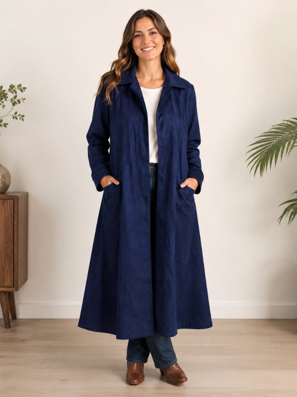 Samuel Robert Royal Navy Ultra-Suede Maxi Swing Coat 70s Peter Hatsi Androu Sz 6